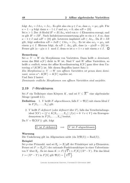 Lineare algebraische Gruppen - GWDG