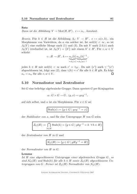 Lineare algebraische Gruppen - GWDG