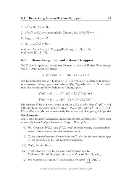 Lineare algebraische Gruppen - GWDG