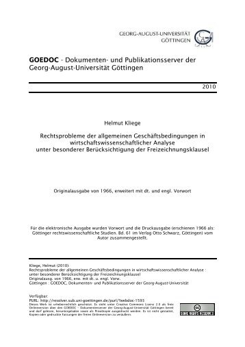 Rechtsprobleme der allgemeinen Geschäftsbedingungen ... - goedoc