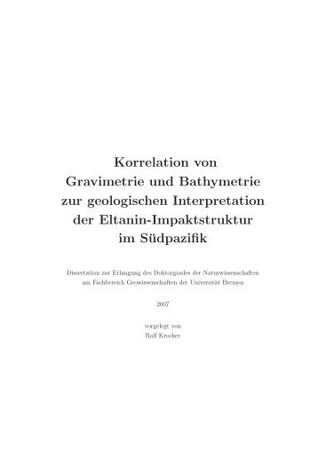 Korrelation von Gravimetrie und Bathymetrie zur geologischen ...