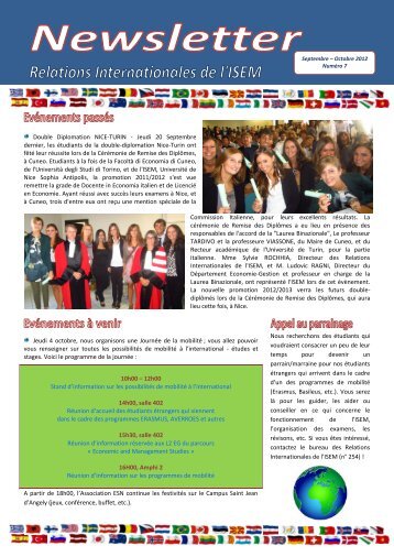 Newsletter N°7 septembre octobre 2012 - Université Nice Sophia ...