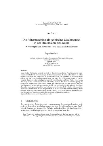 Die Foltermaschine als politisches Machtsymbol in der ... - werkstatt