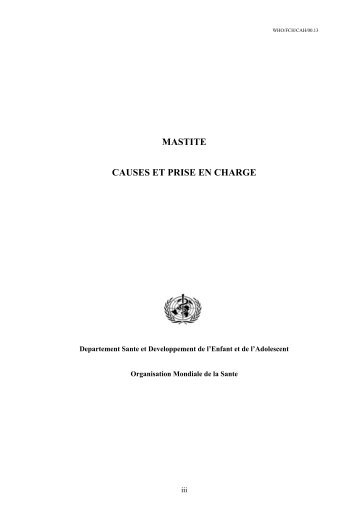 MASTITE CAUSES ET PRISE EN CHARGE - libdoc.who.int