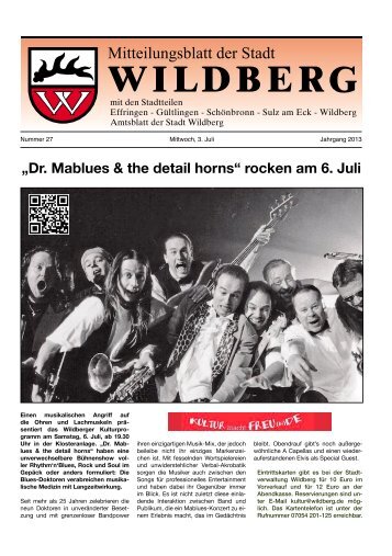 „Dr. Mablues & the detail horns“ rocken am 6. Juli - Wildberg