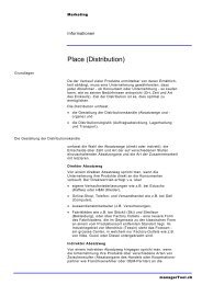 Place (Distribution) - Marketing - Managertool