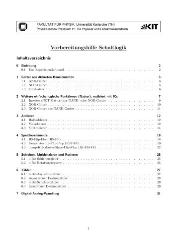 Vorbereitungshilfe Schaltlogik