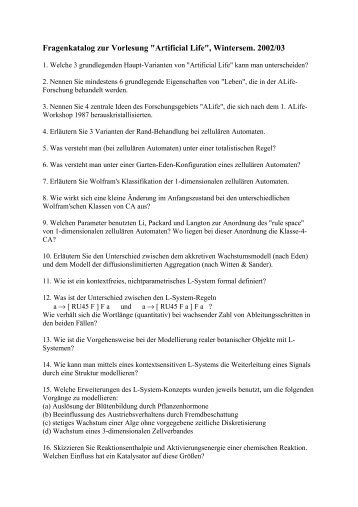 Fragenkatalog - Lehrstuhl Grafische Systeme