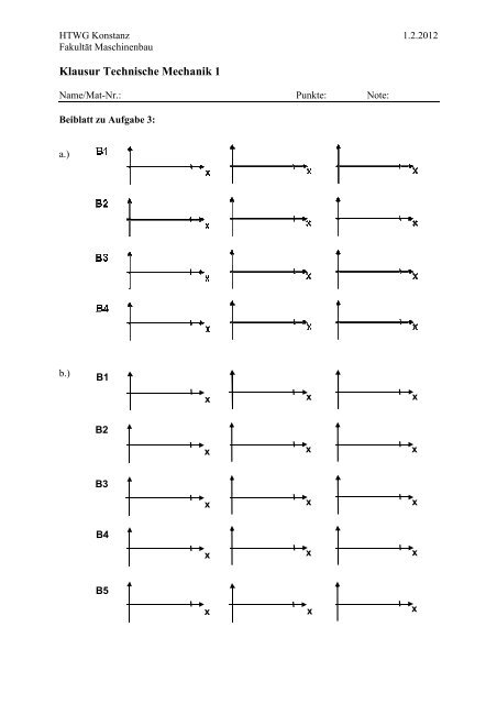 Klausur Technische Mechanik 1