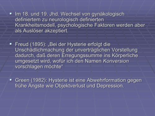 Hysterie und Zwang - Klinik für Psychosomatik und ...