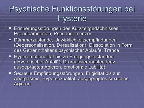 Hysterie und Zwang - Klinik für Psychosomatik und ...