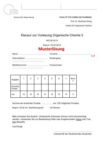 Musterlösung - Institut für Organische Chemie