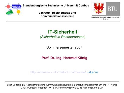 IT-Sicherheit - Rechnernetze und Kommunikationssysteme ...