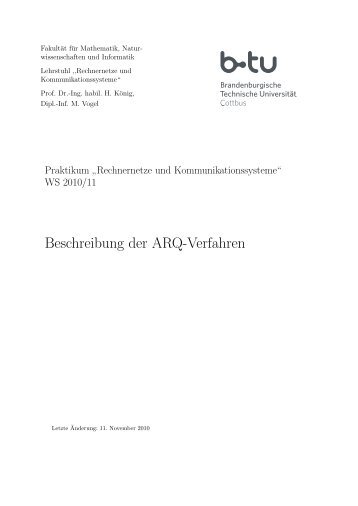 ARQ-Verfahren - Rechnernetze und Kommunikationssysteme