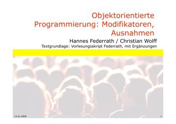 Objektorientierte Programmierung: Modifikatoren, Ausnahmen