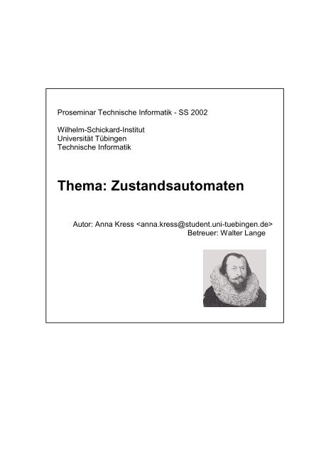 Zustandsautomaten - Lehrstuhl Technische Informatik, Universität ...