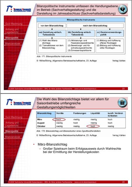 Gewinn- und Verlustrechnung sowie Bilanzpolitik und - Universität ...