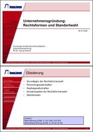 Rechtsformen und Standortwahl - Universität Kaiserslautern