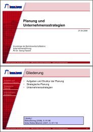 Planung und Unternehmensstrategien - Universität Kaiserslautern