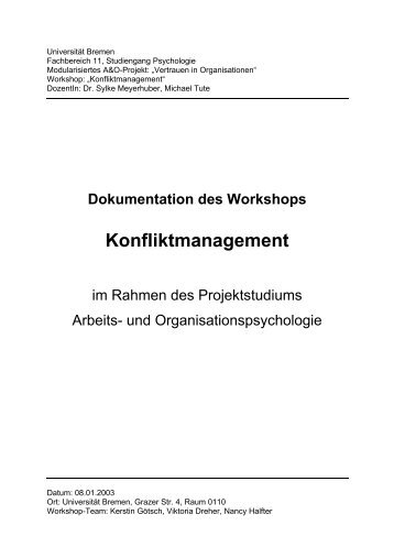 Konfliktmanagement - www-user - Universität Bremen