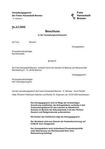 Beschluss - www-user - Universität Bremen
