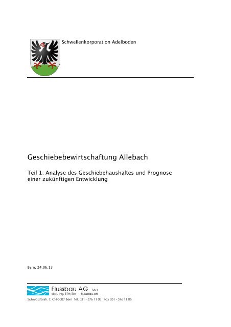 Geschiebeanalyse Allenbach - Adelboden