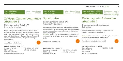 Broschüre Ferienbetreuungs-Angebote 2013 (pdf, 0,3 ... - Stadt Aalen