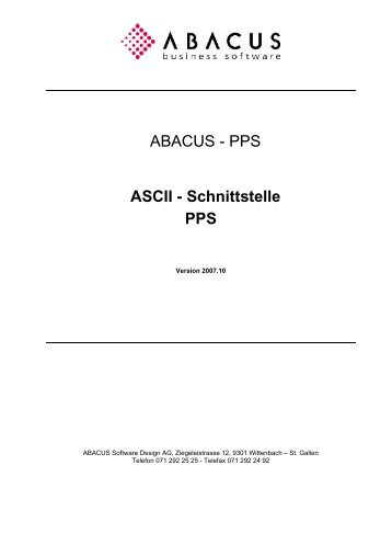 ABACUS - PPS ASCII - Schnittstelle PPS - ABACUS Research AG
