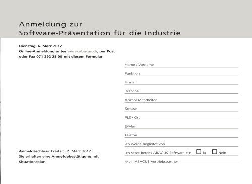Einladung Software-Präsentation Industrie - ABACUS Research AG