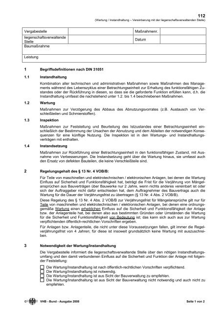 Lesefassung VHB 2008 - Baumassnahmen für die Gaststreitkräfte ...