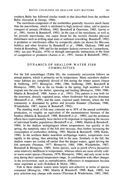 biotic couplings on shallow water soft bottoms-examples from the ...