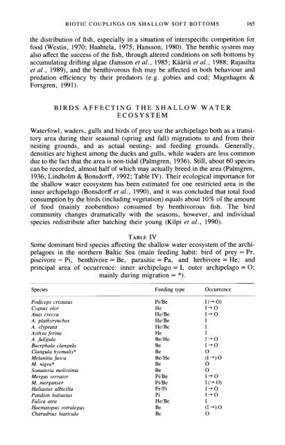 biotic couplings on shallow water soft bottoms-examples from the ...