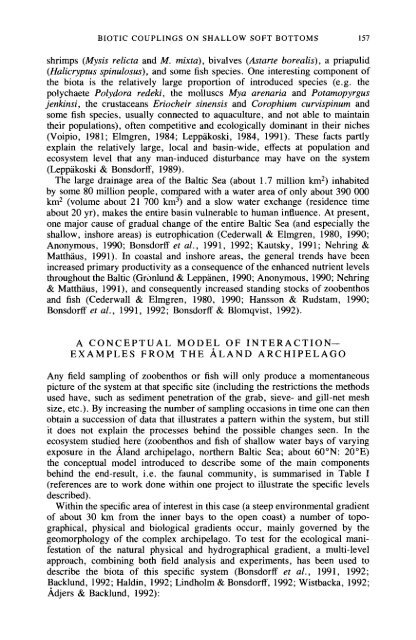 biotic couplings on shallow water soft bottoms-examples from the ...