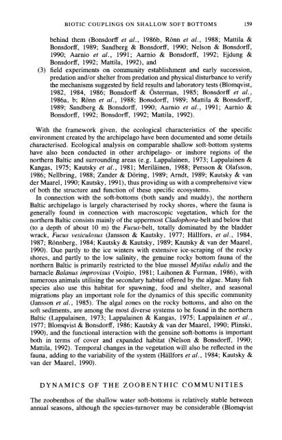 biotic couplings on shallow water soft bottoms-examples from the ...