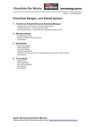 Checkliste Margen-Rabatt-System - Absatzwirtschaft