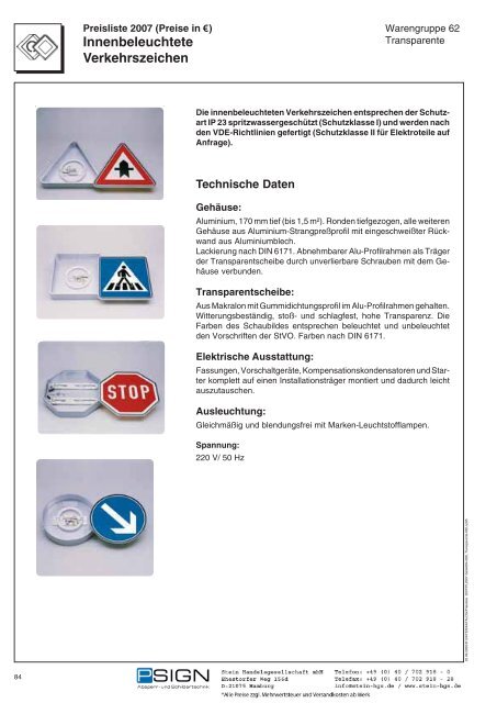 Innenbeleuchtete Verkehrszeichen - Absperrtechnik24.de