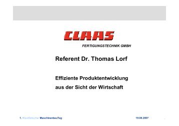 Referent Dr. Thomas Lorf