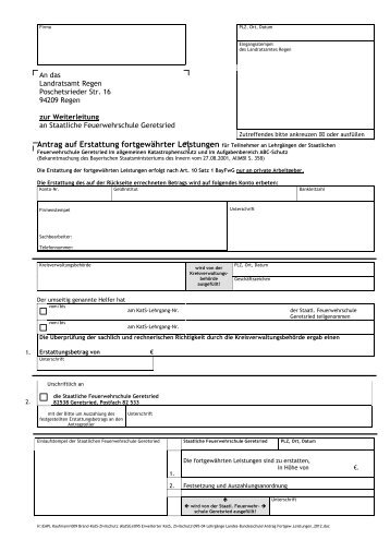 Antrag auf Erstattung fortgewährter Leistungen ... - Landkreis Regen