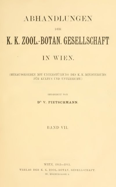 Abhandlungen der K. K. Zool.-Botan. Gesellschaft in Wien