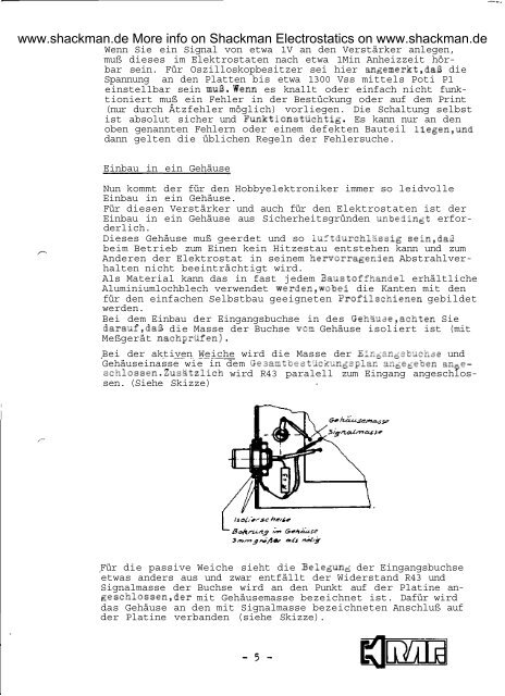 Röhrenverstärkers für Elektrostaten - Shackman electrostatic