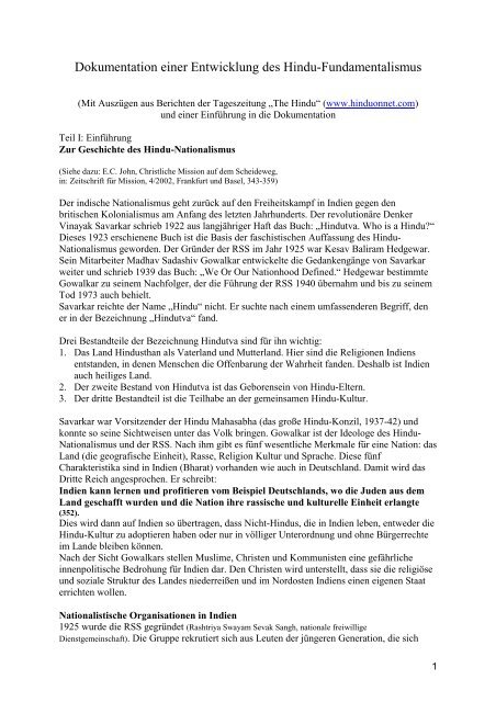 Dokumentation Einer Entwicklung Des Hindu Fundamentalismus