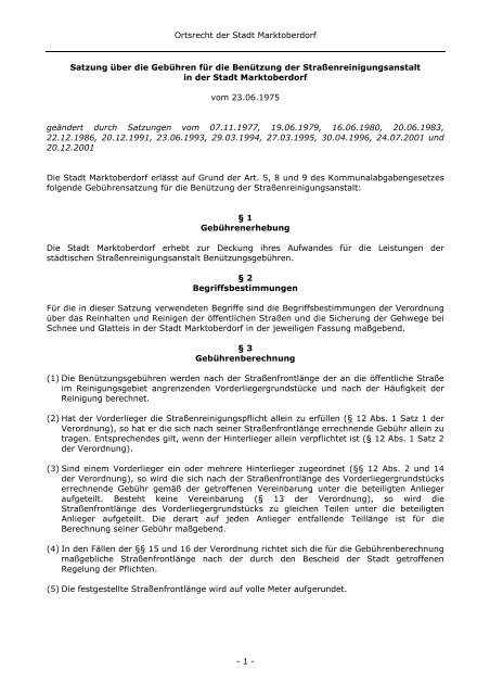 204.04G - Straßenreinigungsgebührensatzung - Stadt Marktoberdorf