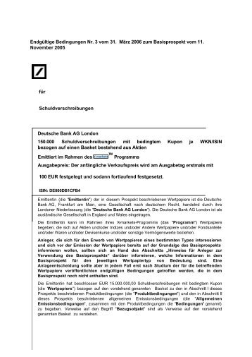 Endgültige Bedingungen Nr. 3 vom 31. März 2006 ... - Börse Stuttgart