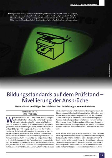 Bildungsstandards auf dem Prüfstand - Gesellschaft für Bildung und ...