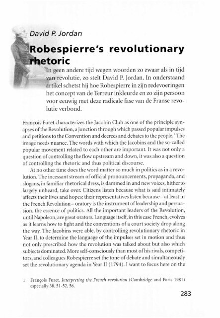 Robespierre's revolutionary etoric - Groniek