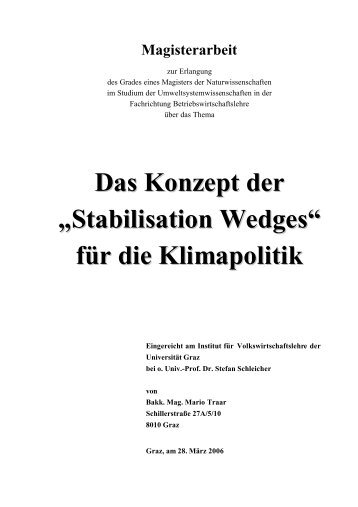 Mario Traar Das Konzept der "Stabilisation Wedges" - Stefan ...