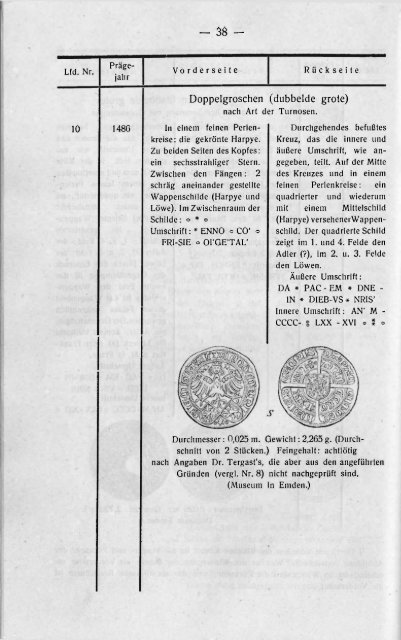 Die Münzen der Grafen von Ostfriesland (1464-1540)