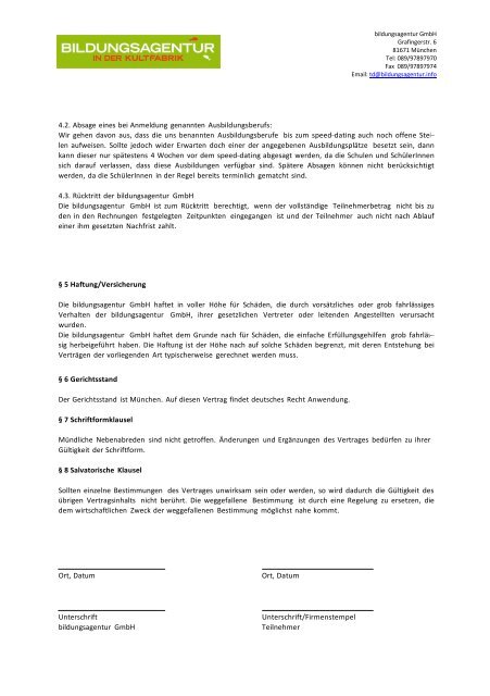 Firmenvertrag 2013 - Bildungsagentur GmbH