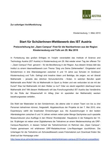 press announcement - IST Austria