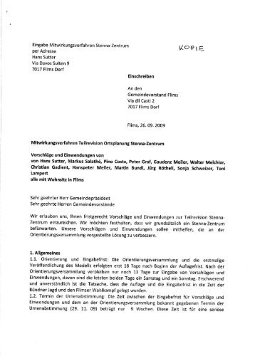 Eingabe - Gemeinde Flims